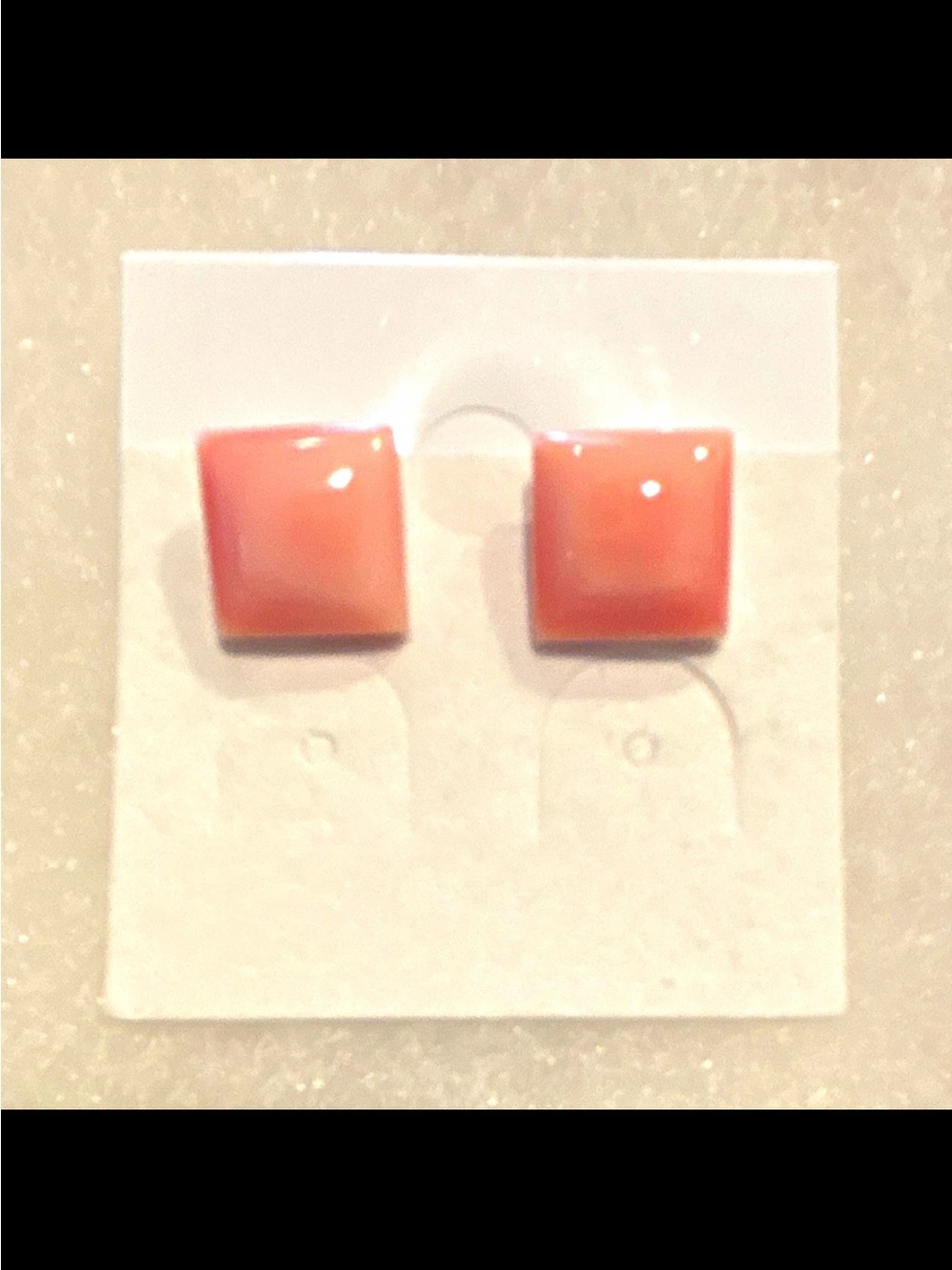 Authentic Pink Conch Square Stud Earrings